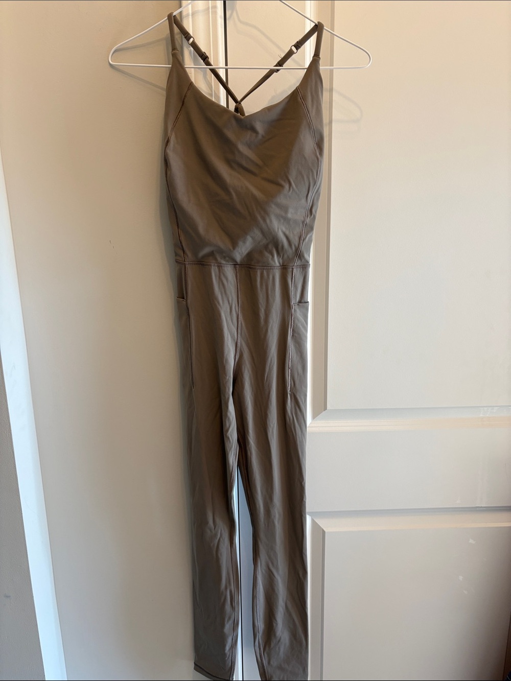 CALIA by Carrie Underwood Taupe Strappy Jumpsuit